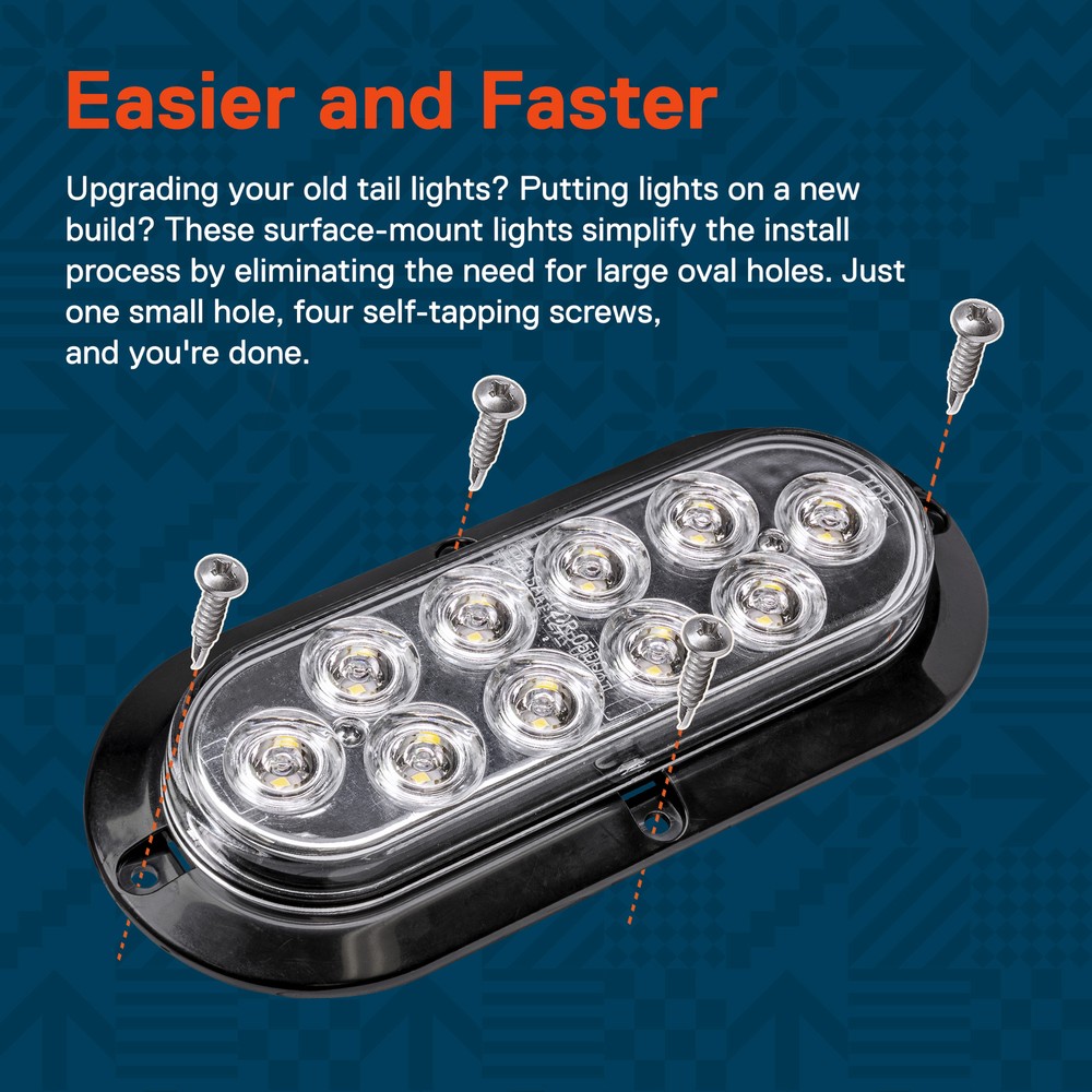 2pc Waterproof 6" Oval White LED Surface Mount Boat Trailer Tail Light Reverse