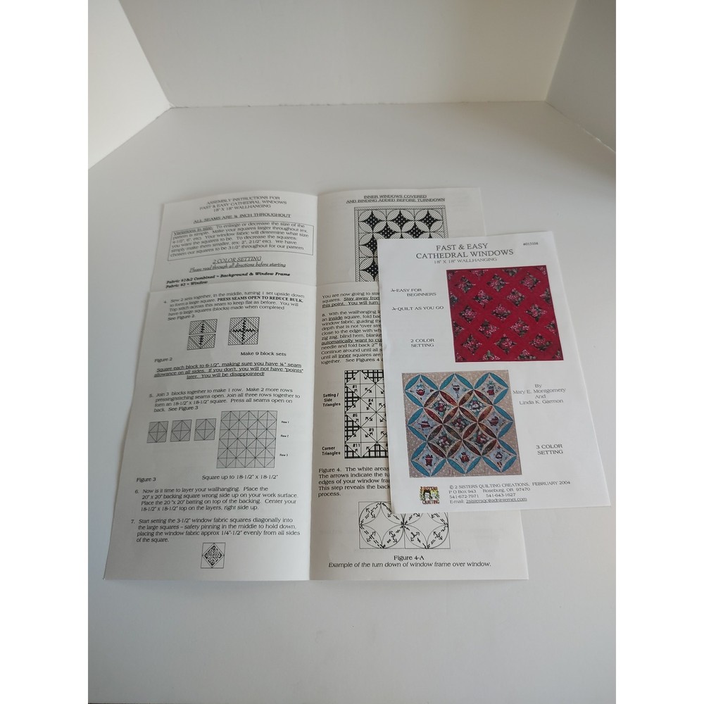 Assorted Quilting Lot/3 Patterns Kaleidoscope Cathedral Windows Flying High