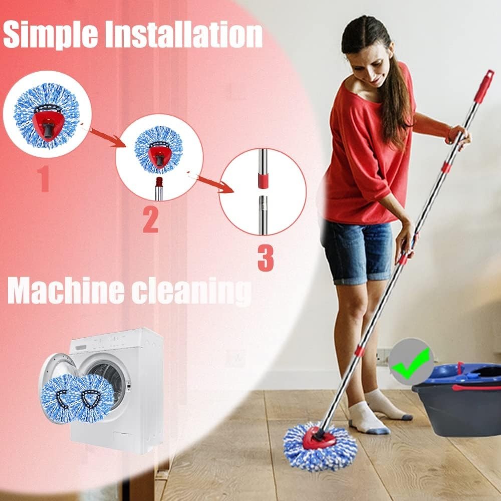 Spin Mop Head, Base, Handle Replacement for O-ceda EasyWring RinseClean Micro...