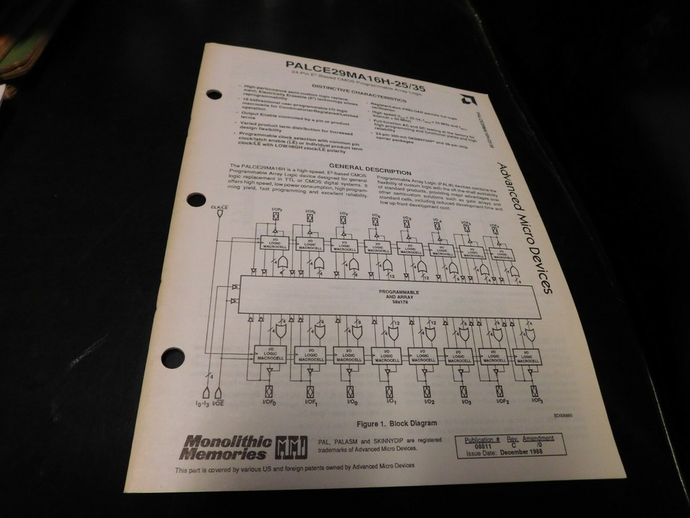 Electronics Specification Guide Advanced Micro Devices PALCE29MA16H-25 35