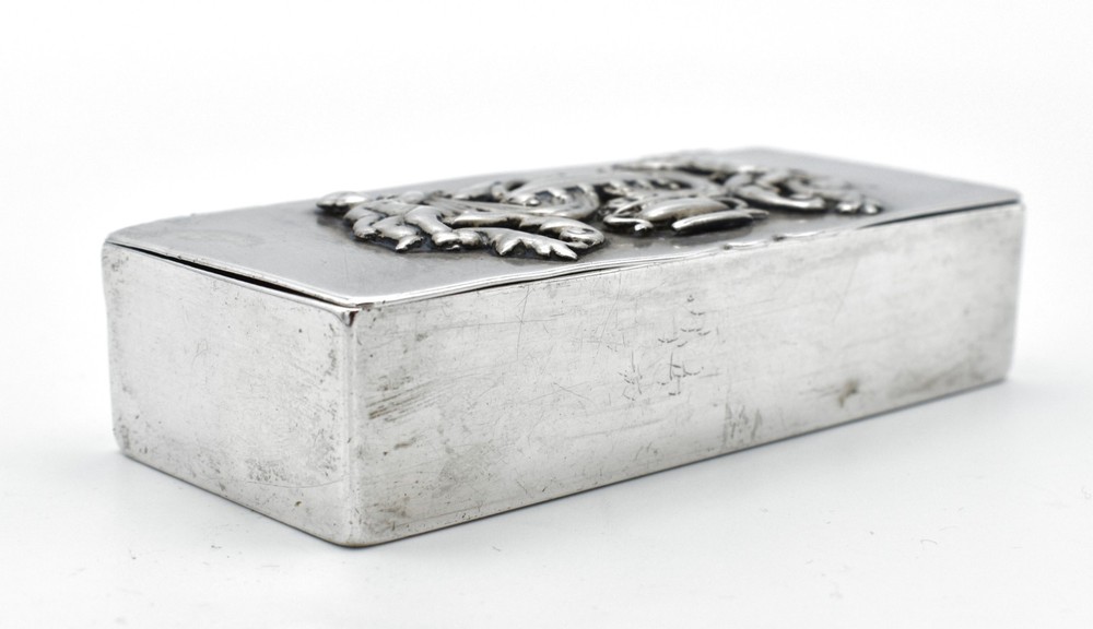 Antique Victorian Solid Silver Snuff Box Trinket Box Cherubs 1885