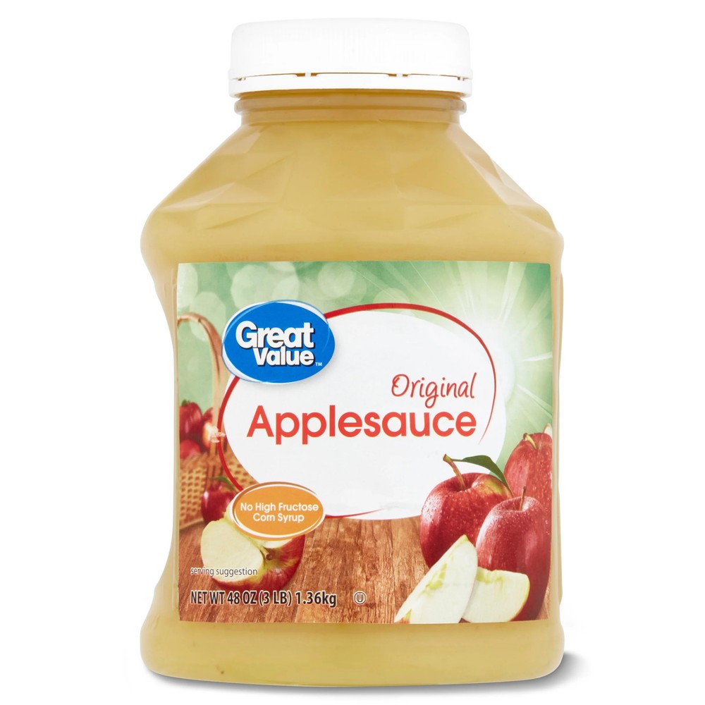 (6 pack) Great Value Original Applesauce, 48 oz, Jar