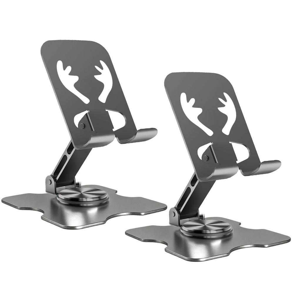 2X Rotating Phone Holder,Fully Adjustable Foldable Desktop Stand Mount for iPad