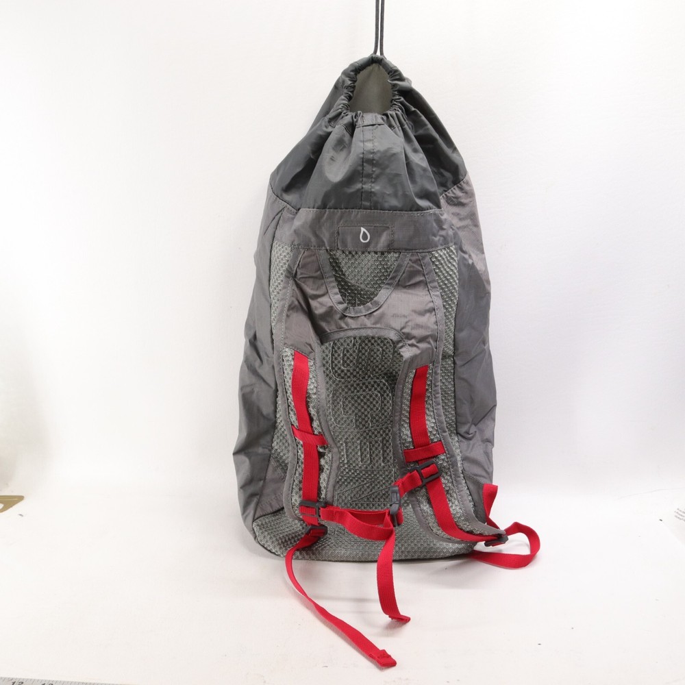 Ascend Backpack Water Resistant Hiking Light Pack Drawstring Folding Gray Nylon