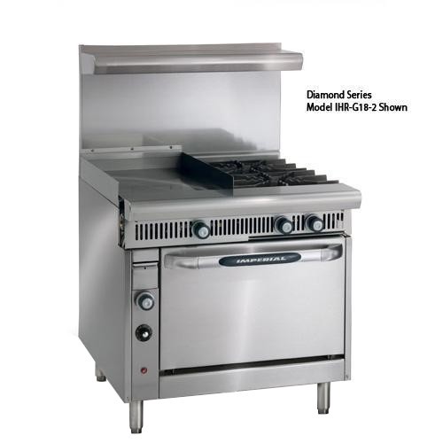 Imperial 36 in 2Burner Diamond Series Gas Range w/ Griddle and