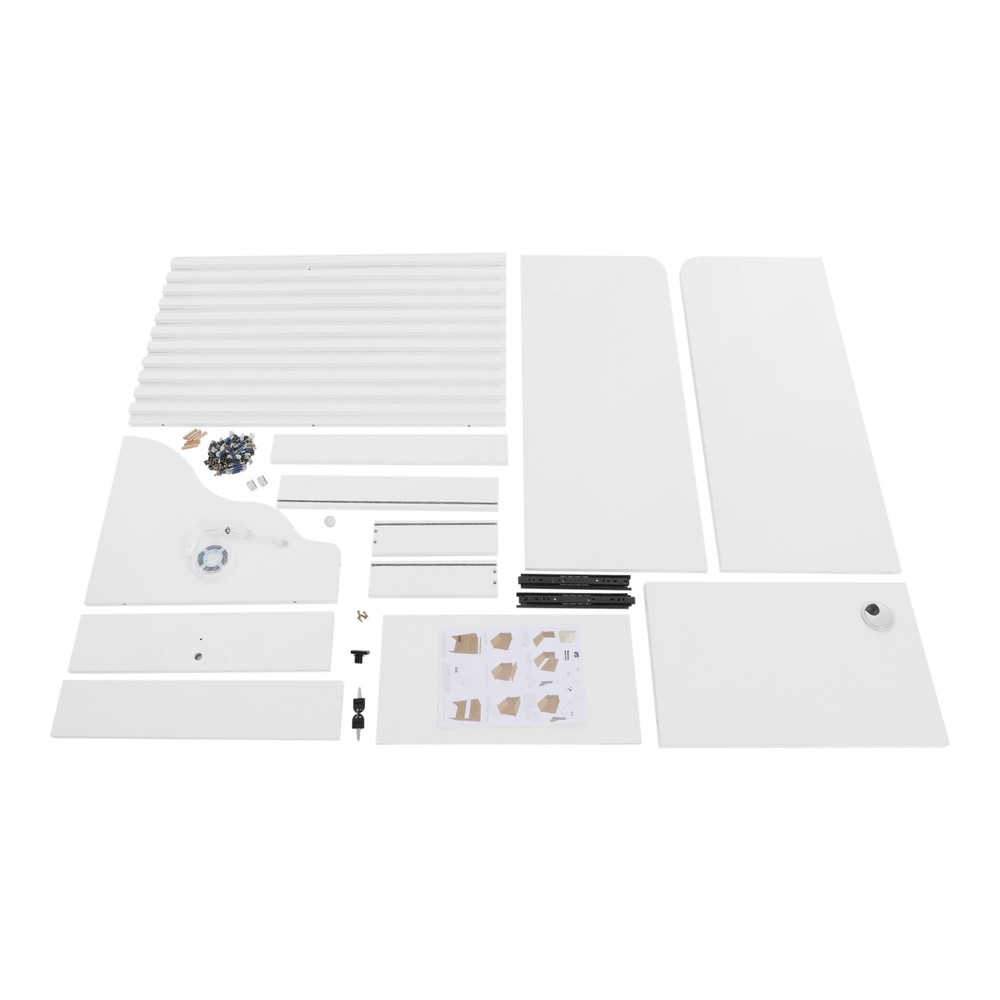 Modern Warm White Reception Desk, Reception Counter With a Lockable Drawer