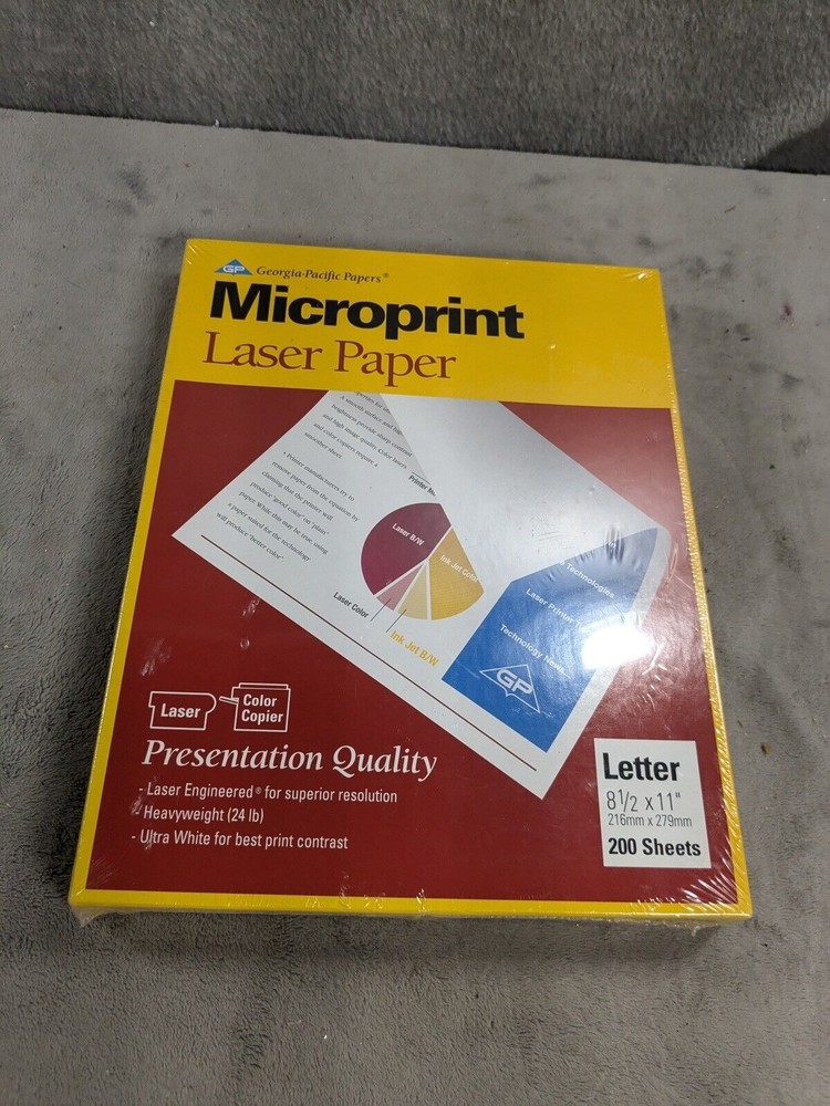 MicroPrint Laser Paper 200 Count Sheets 8.5” X 11” - Unused