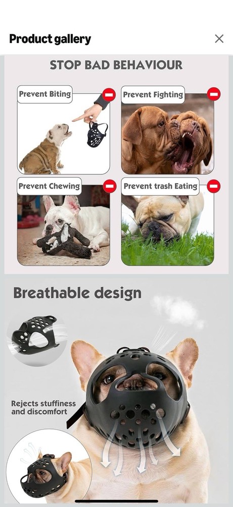 Silicone Muzzle for Short Snout Dogs Soft & Adjustable for Grooming