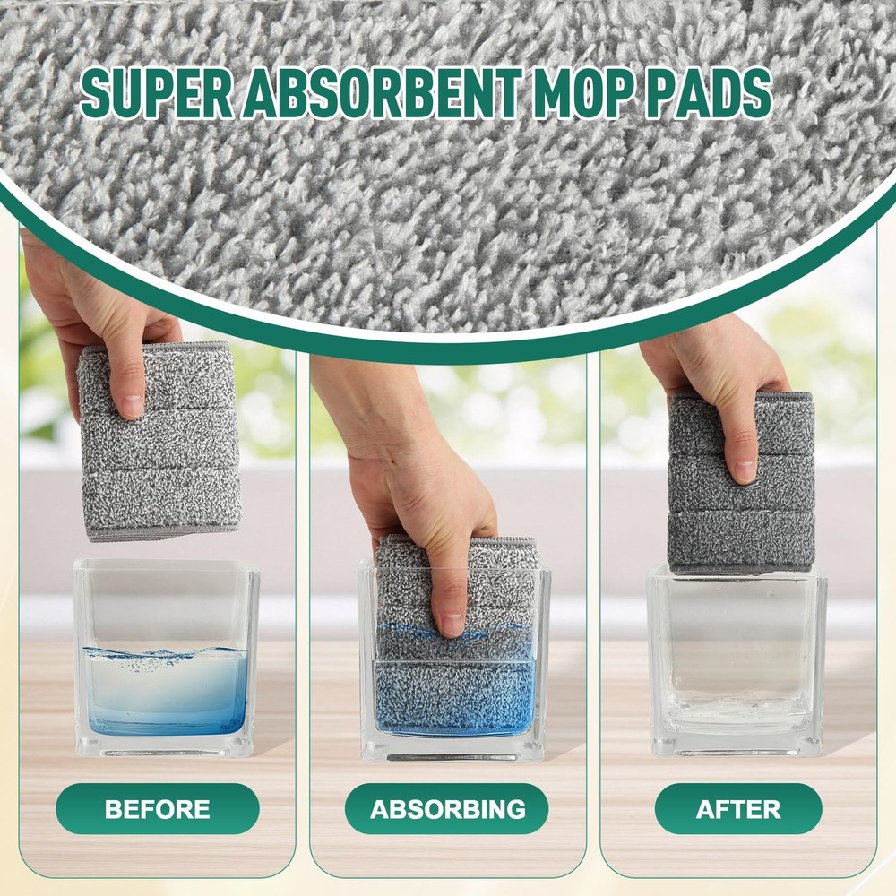 8 Pack Microfiber Spray Mop Replacement Pads for Swiffer PowerMop, Washable &...