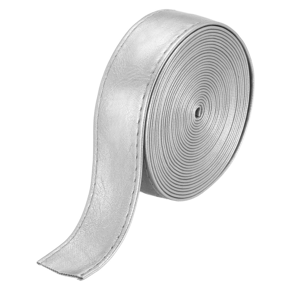 3.3Yard/3m Double Sided PU Leather Strap, 0.79" Wide Flat Strips, Silver