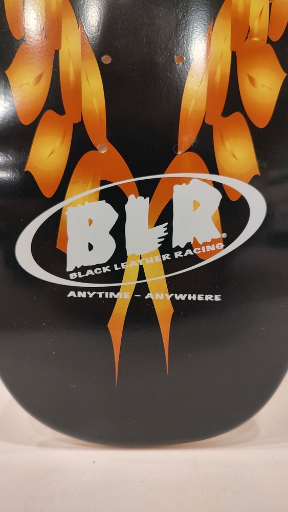 David Hackett Black leather racing signed skateboard