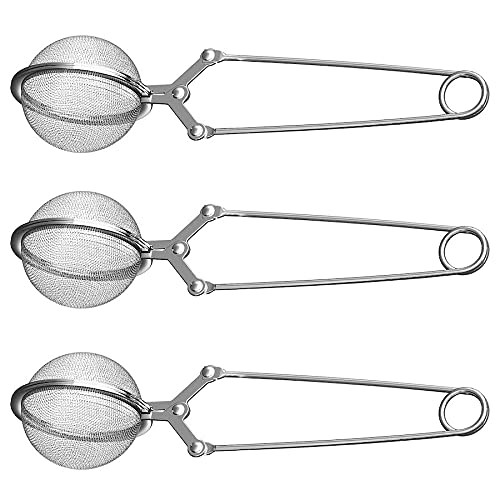 Tea Infuser Ball 3 Pack Snap Strainer Fine Mesh Handle Loose Leaf Filter