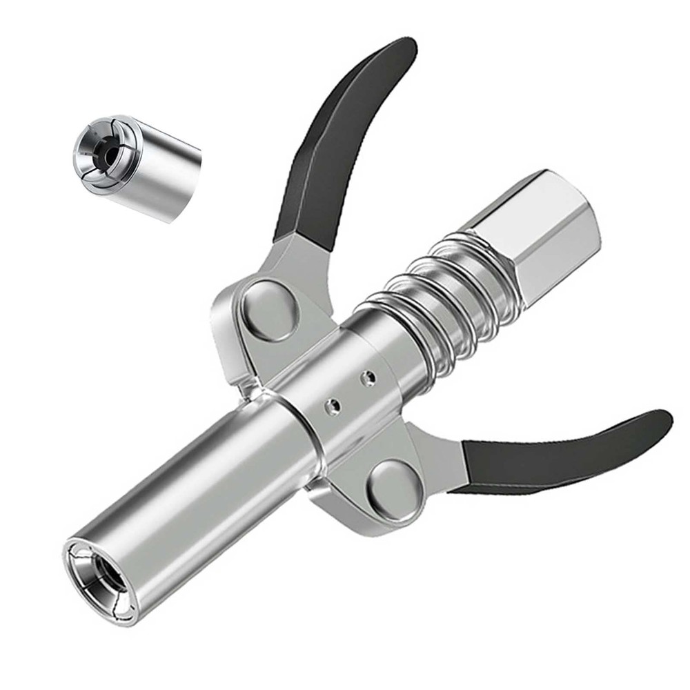 Grease Gun Coupler Tip Quick Lock Black leather double handle 2