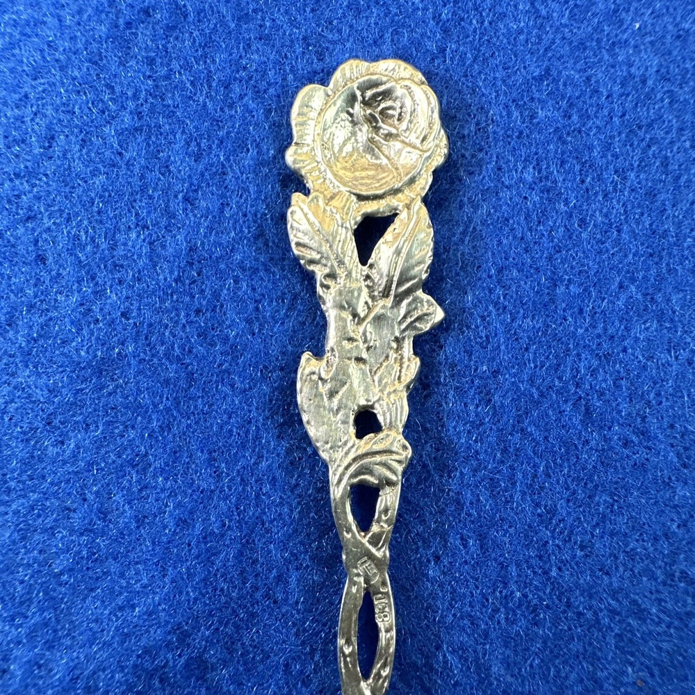 Vintage 800 Silver Sugar Spoon With Rose Pattern - Weight: 10 Grams