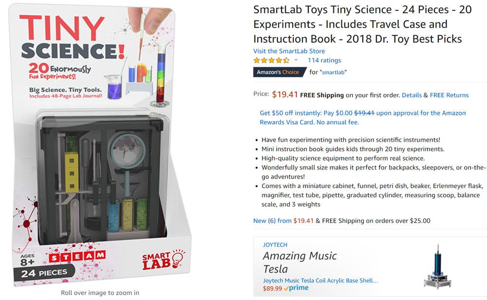 SmartLab Toys Tiny Science - 20 Enormously Fun Experiments. Big Science.