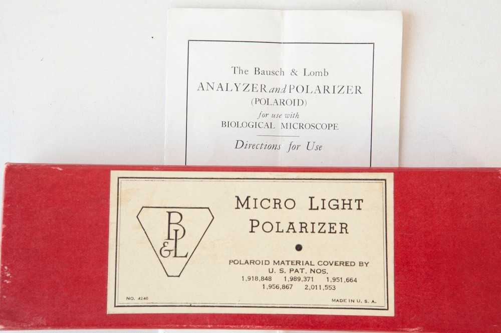 BAUSCH & LOMB Micro Light Polarizer FILTER Set for Use w/ Biological MICROSCOPE
