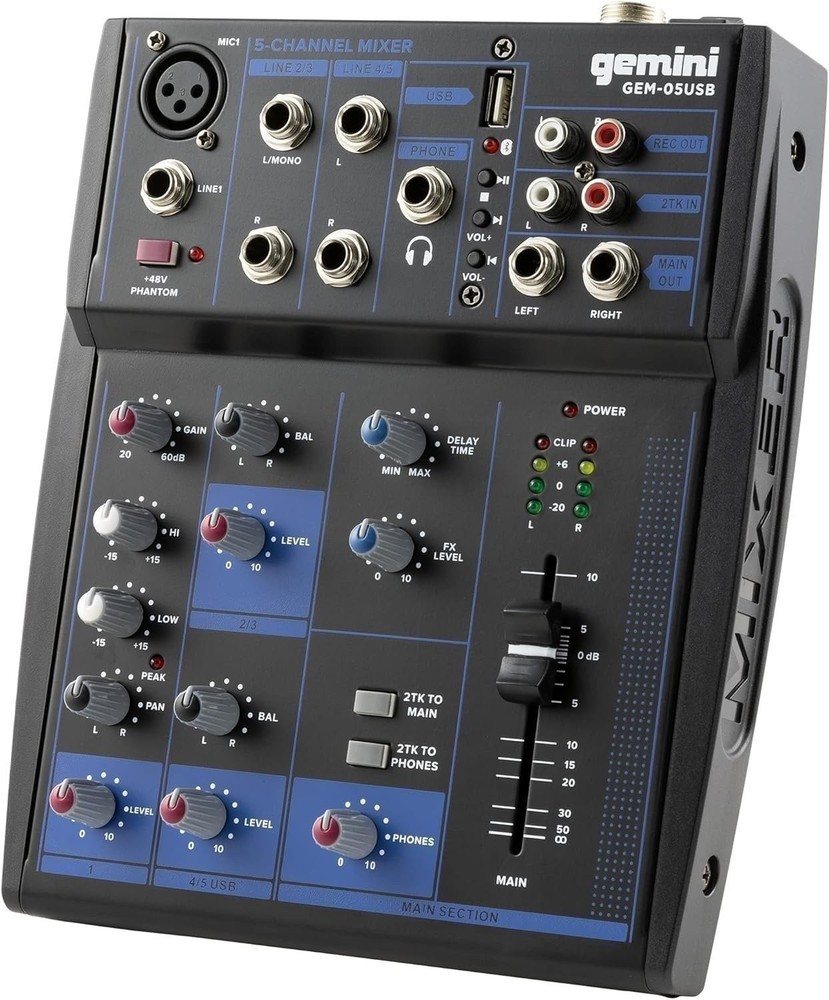 Gemini GEM-05USB Compact 5 Channel Bluetooth Audio Mixer With USB -...