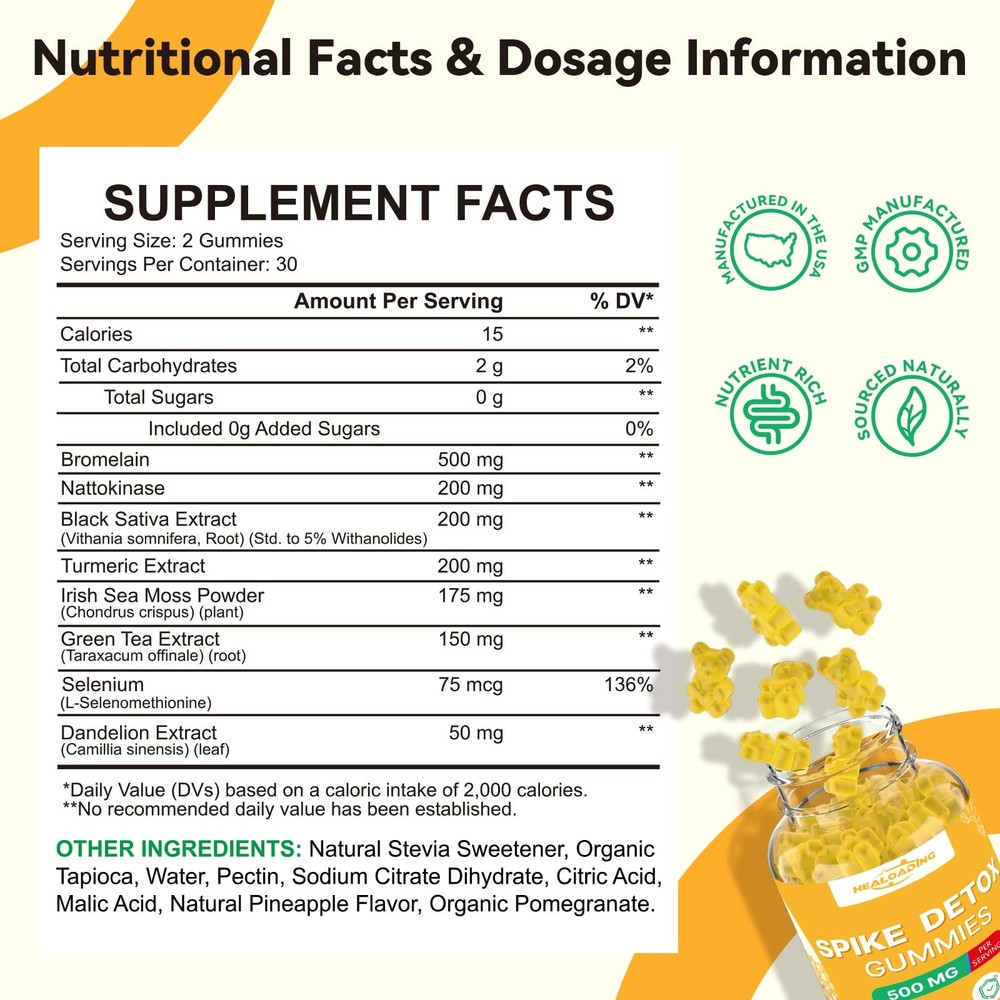 HEALOADING Spike Protein Detox Supplement：Spike Support Gummies with...