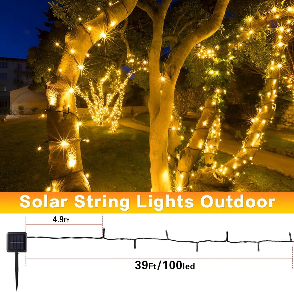 6 Pack Solar String Lights Outdoor, 600 LED Extra-Long 6 Pack, Warm White