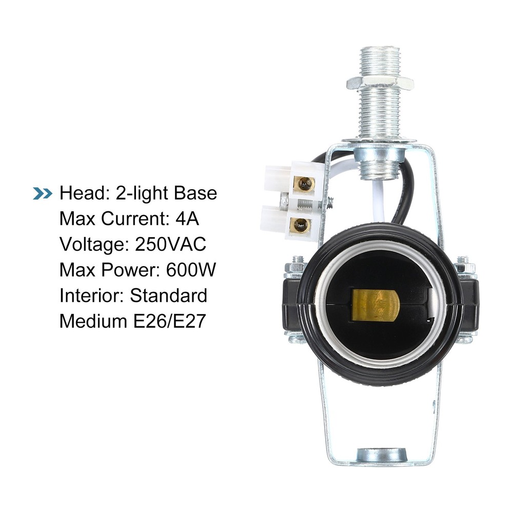E27 Double Base Bulb Socket M10 Thread Lamp Holder 2 Light Socket with Bracket