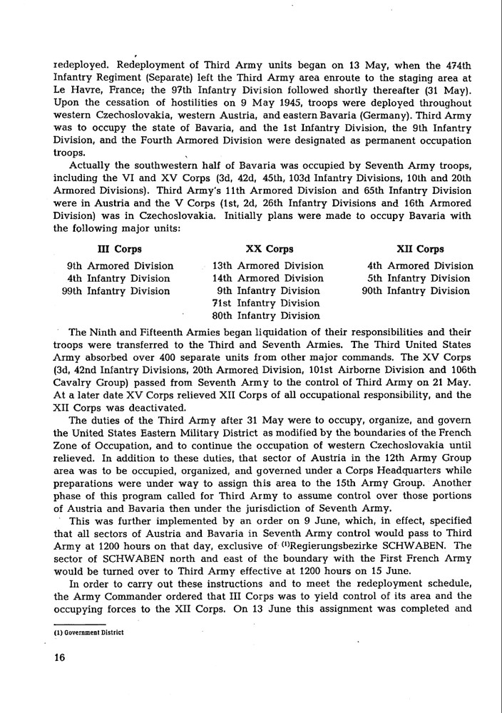 78 Page Third Army Occupation Germany May 1945 - February 1947 Study on Data CD
