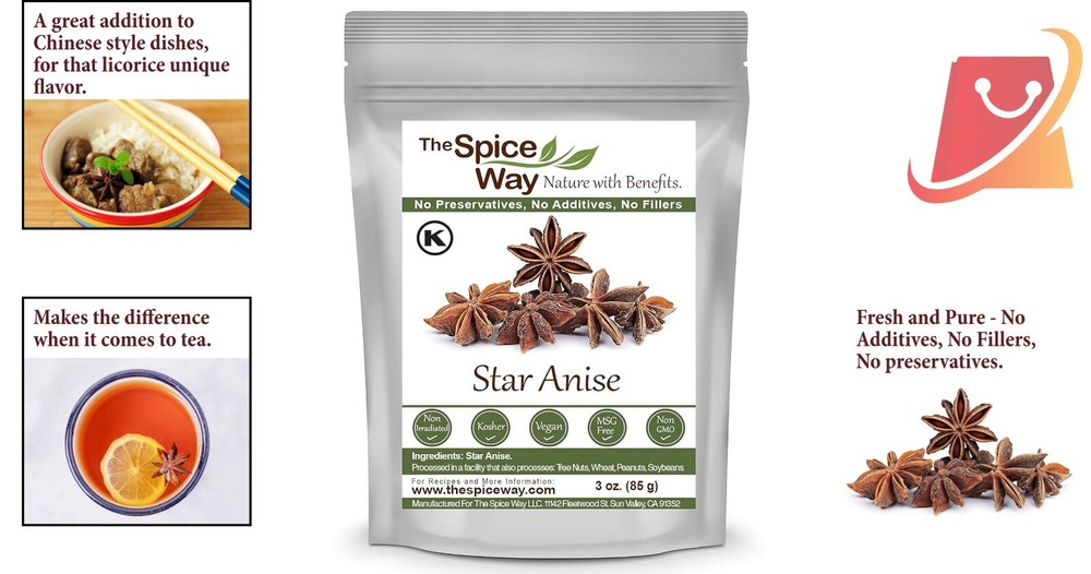 Natural Whole Star Anise - 3 oz for Elevating Your Baking & Tea Recipes