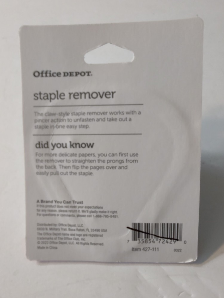 Office Depot Staple Remover, Black New in Package