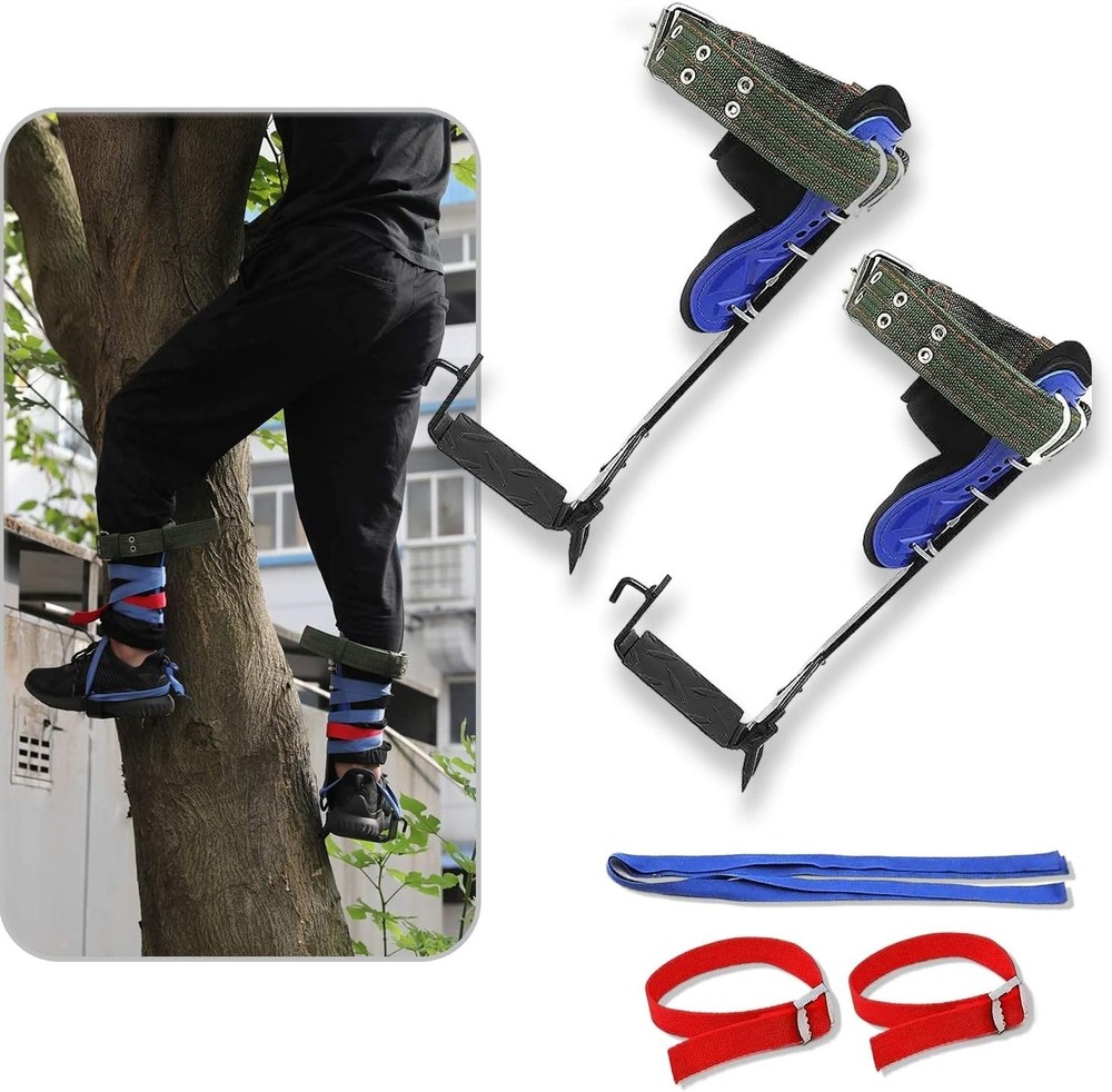 Tree/Pole Climbing Spike Set Safety Belt Strap Rope Adjustable Stainless Stee...