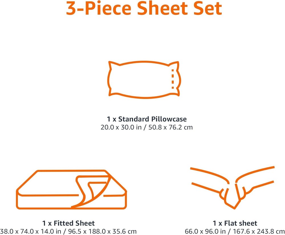 3-Pc Twin Microfiber Bed Sheet Set Navy Blue Deep Pocket 14" Soft Breathable