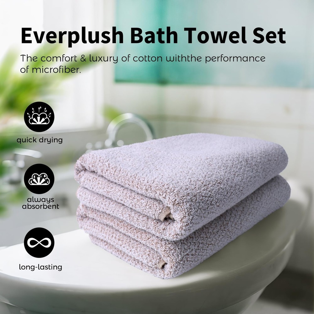 Everplush Diamond Collection Extra Large Bath Towel Sheet – 2 PK, Super Soft ...