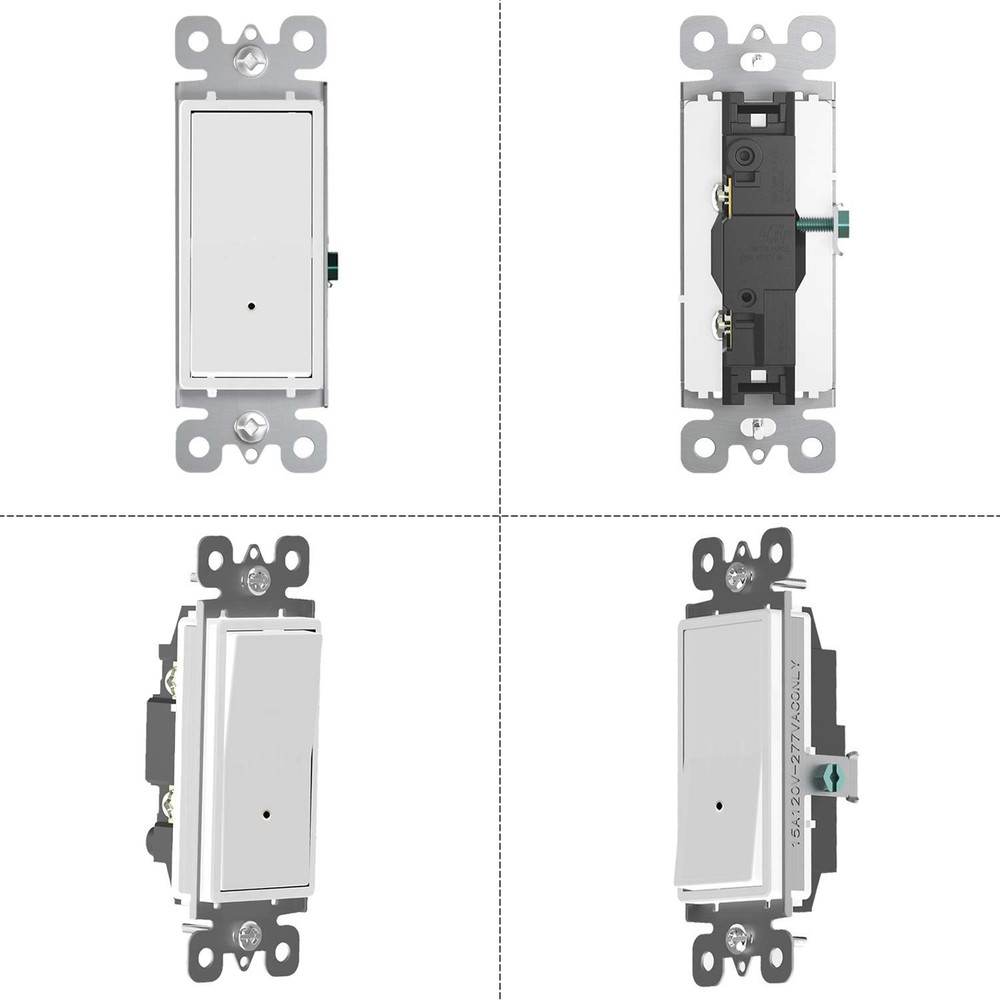 2 Pack Illuminated Light Switch,Paddle Rocker Wall Switch with LED Night Ligh...