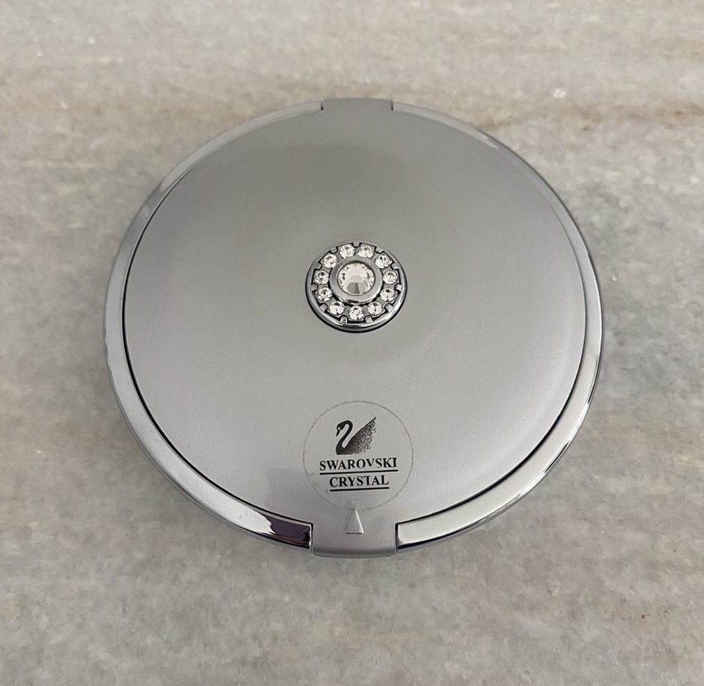 Swarovski Crystal Light Up Compact Mirror Magnification Double Sided