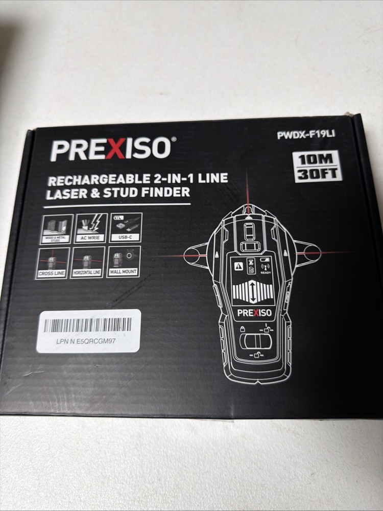PREXISO 2-in-1 Stud Finder with Laser Level, Rechargeable Multi Surface Cross...