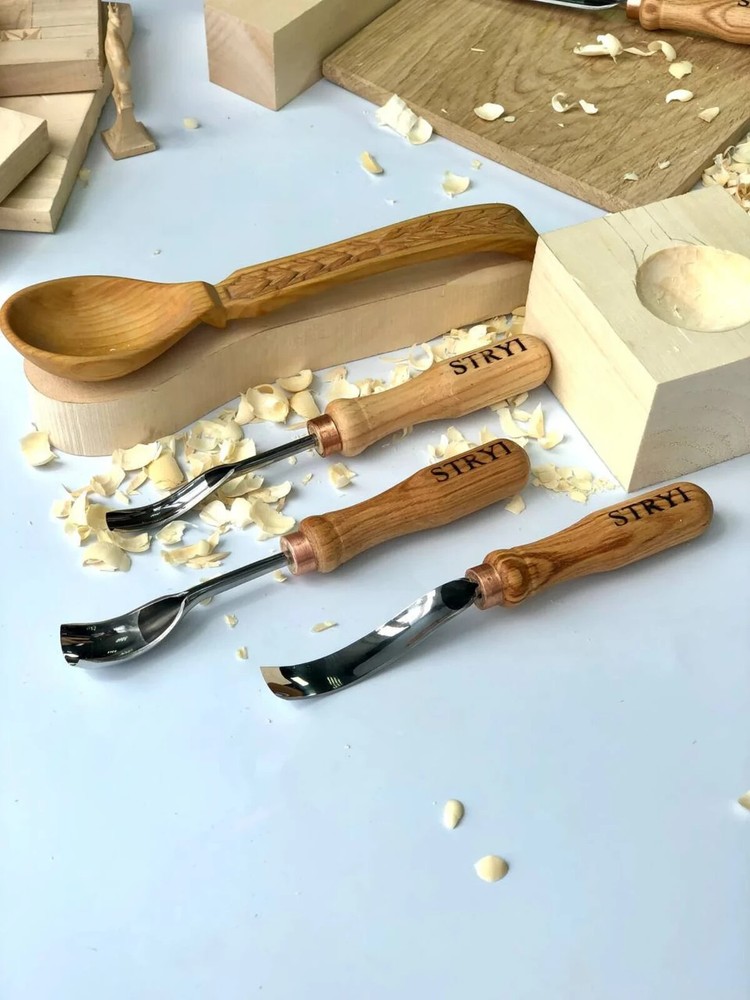 Spoon carving kit, Bowl and kuksa carving kit, Gift for husband, Gouges set