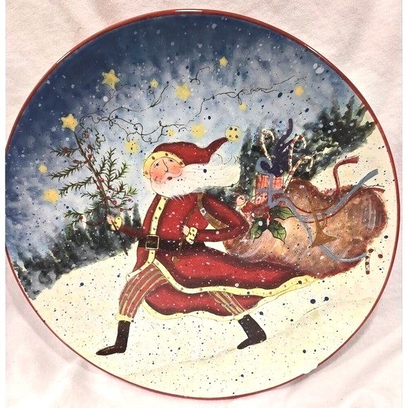 2 Susan Winget ENCHANTED SANTA Salad Plates 8.25"