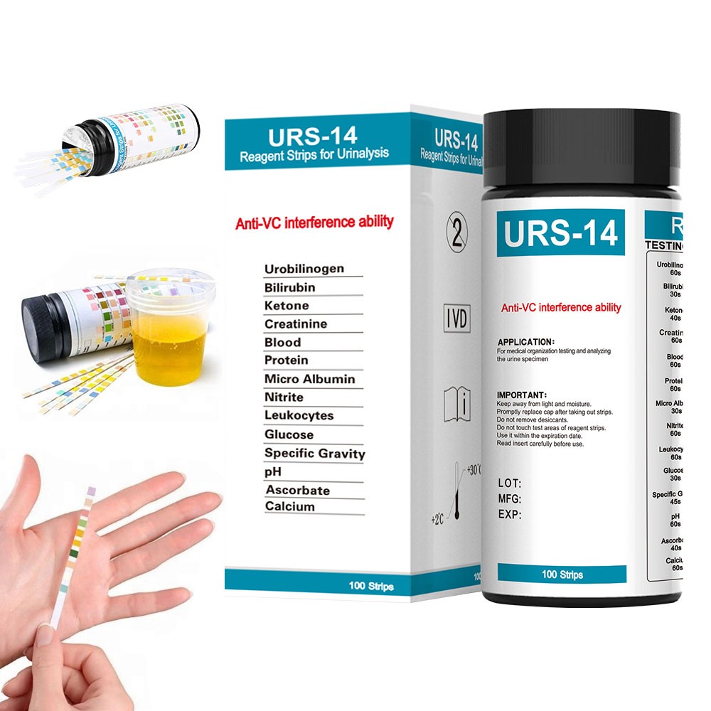 URS-14 100strips Urinalysis Reagent Test Paper Parameters Test Strips Home Use