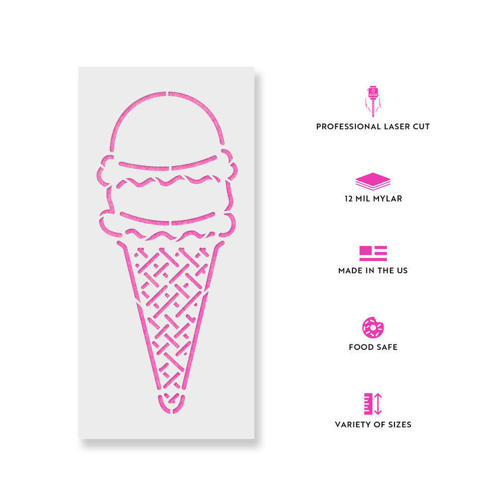 Ice Cream Stencil - Durable & Reusable Mylar Stencils