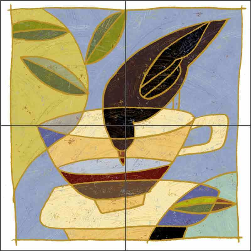 Tea Cup Tile Backsplash O'Very Covey Kitchen Art Ceramic Mural TOC005