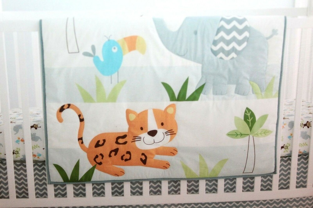 Cuddle Time Cuddletime Amazonia Elephant Tiger 3-Pc Crib Bedding Set