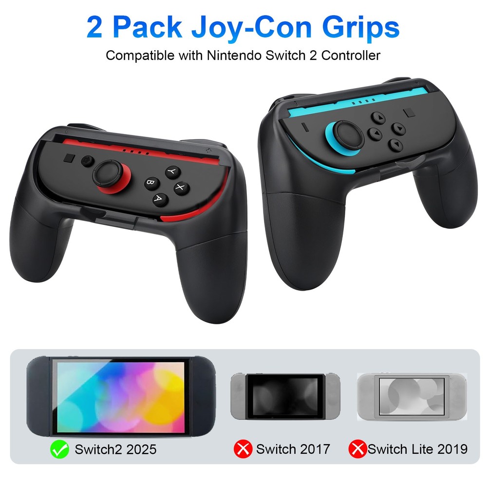 2 Pack Hand Grips for Nintendo Switch 2 Joy-Con Ergonomic Controller Handle ABS