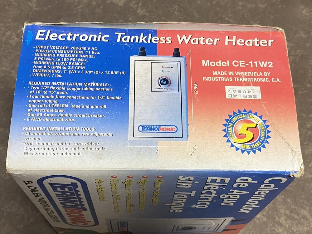 TERMOTRONIC ELECTRONIC TANKLESS WATER HEATER CE-11W2