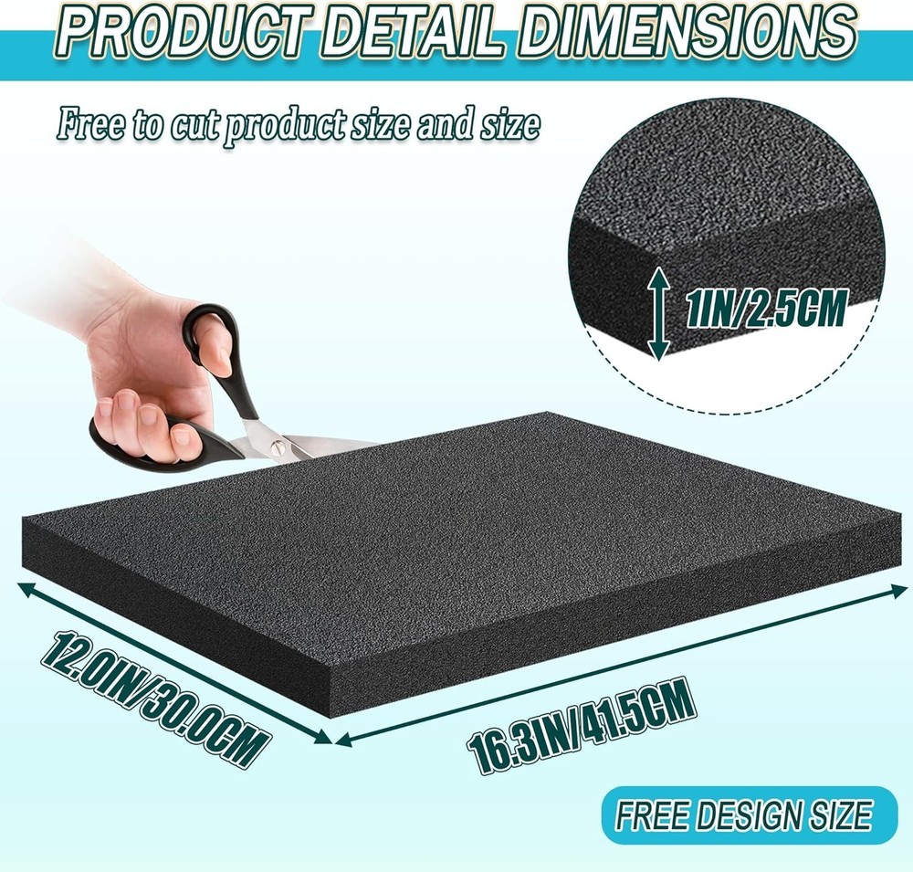 Black Packing Foam Sheets- 8PCS Cuttable Polyurethane Foam Pads Polyurethane ...