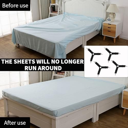 panthra 4 PCS Bed Sheet Holders for Corners, Adjustable Fitted Sheet Holders