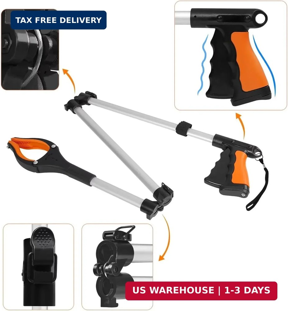 43" Extra Long Grabber Tool, Foldable Grabbers for Elderly Grab It Reaching Tool