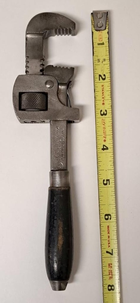 Vintage Stillson No. 8 Adjustable Monkey Wrench Morco Moore Drop Forging Tool Co