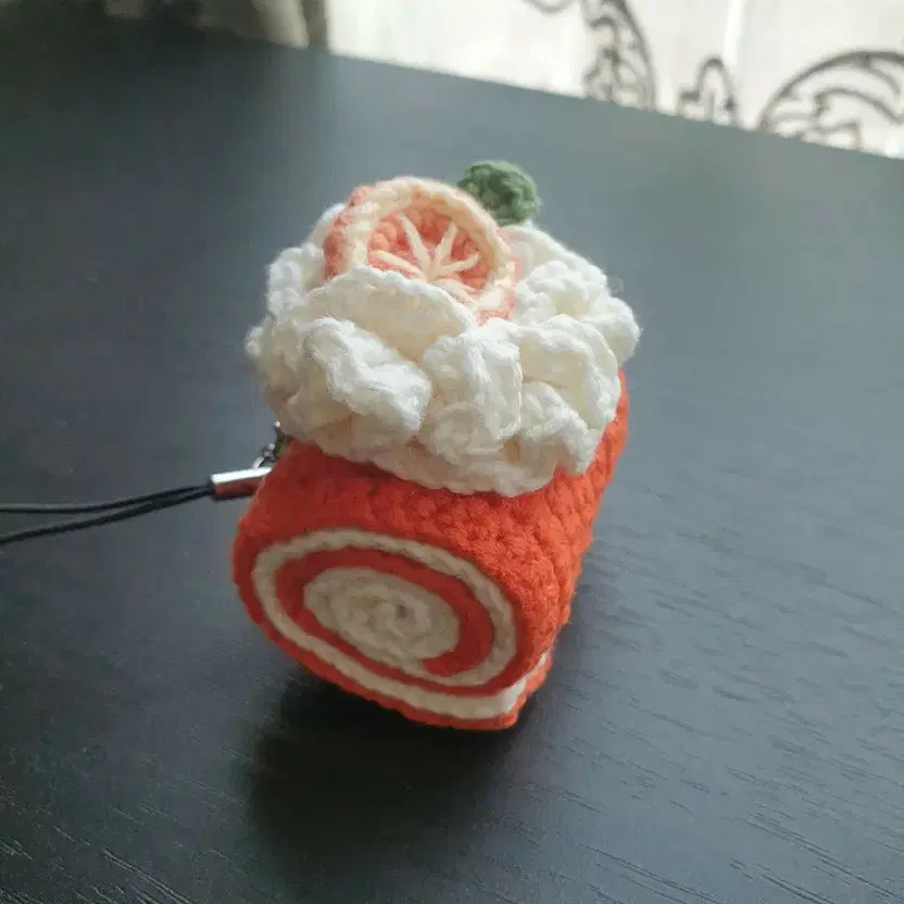 Handmade Crochet Roll Cake Keyring