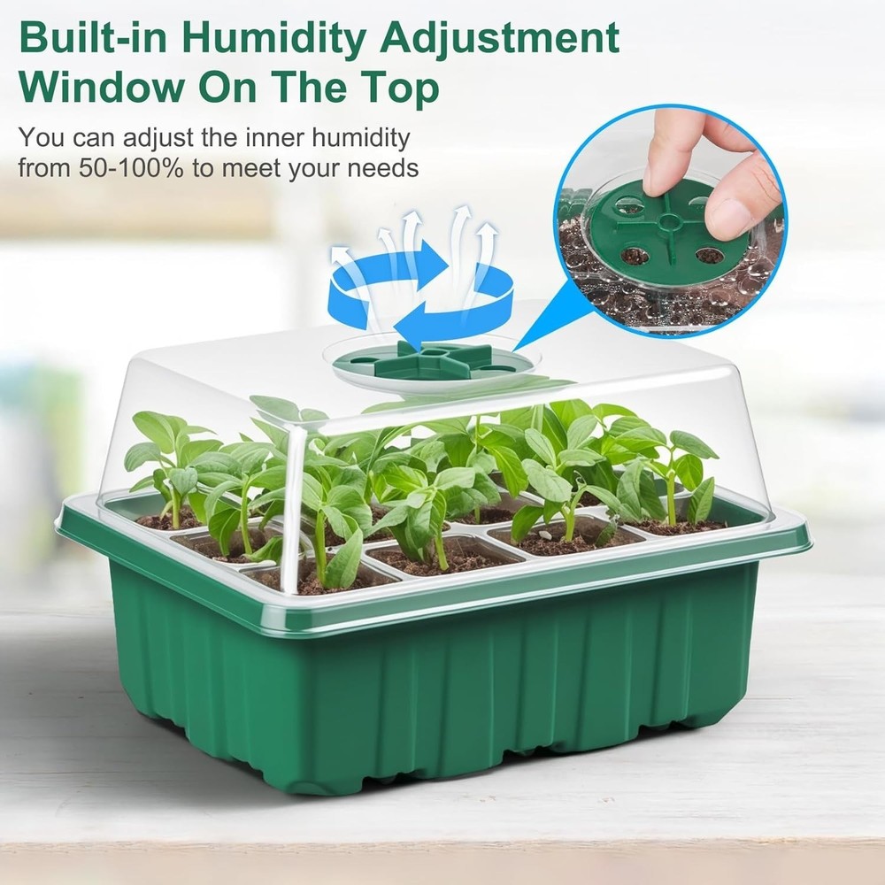10 Pack Seed Starter Tray Seed Starter Kit with Adjustable Humidity Dome Plastic