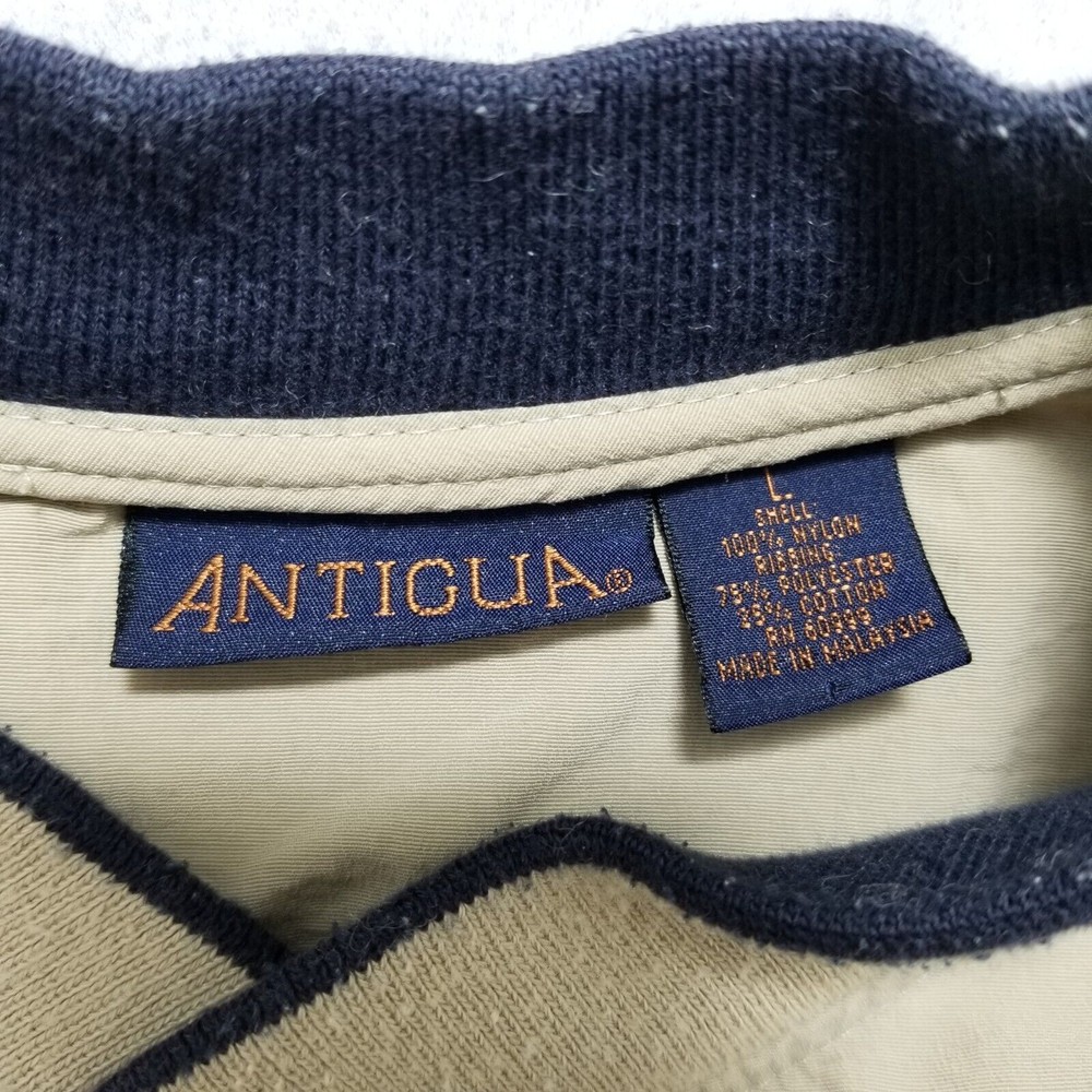 Antigua Golf Sweater Mens Large Beige Pockets Pullover