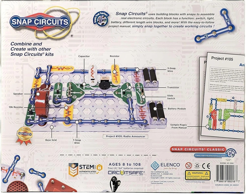 Over 300 STEM Projects Classic Electronics Kit for Kids 8+ - No Tools Required!-