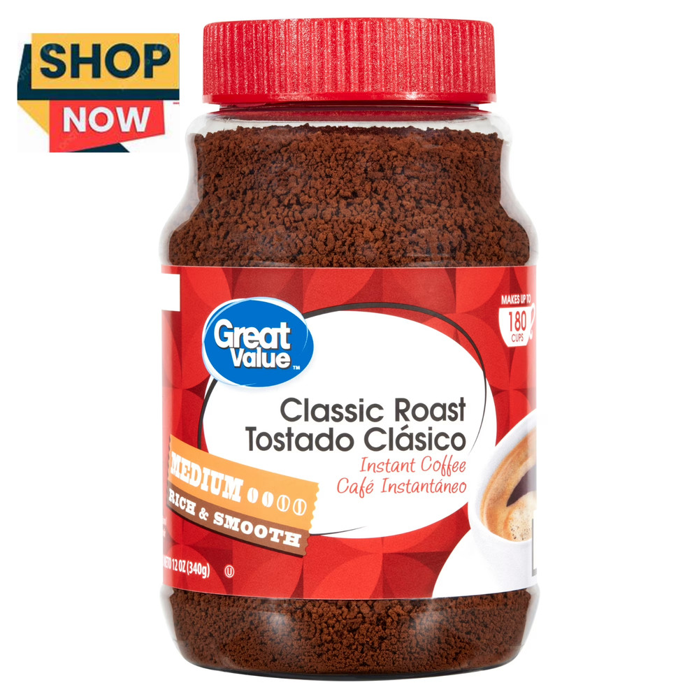 Great Value Classic Medium Roast Instant Coffee, 12 oz